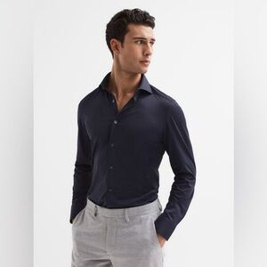 Reiss Benedict Button Down Shirt Navy